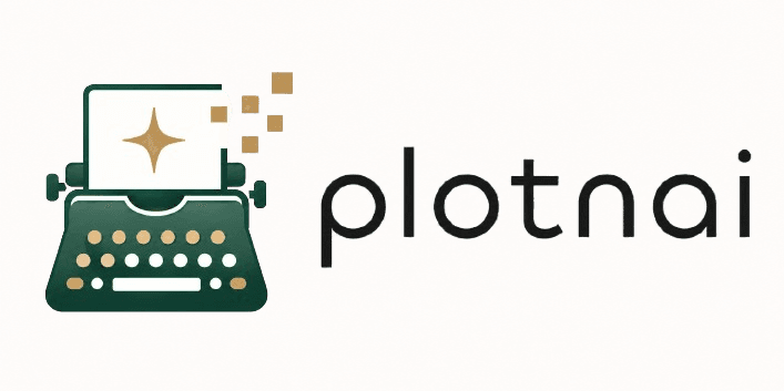 PlotnAI — typewriter and wordmark